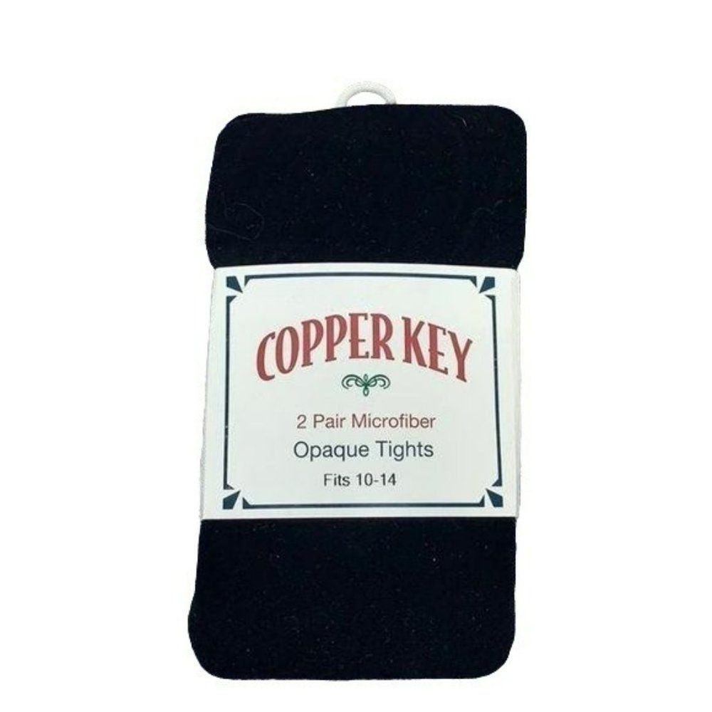 Copper Key 2 Pair Opaque Black Tights Girls‎ Size 10-14